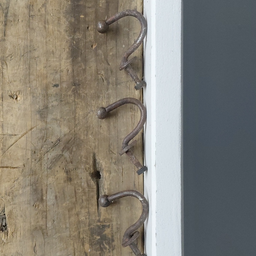 Vintage Rustic Metal Hooks Set Of 3